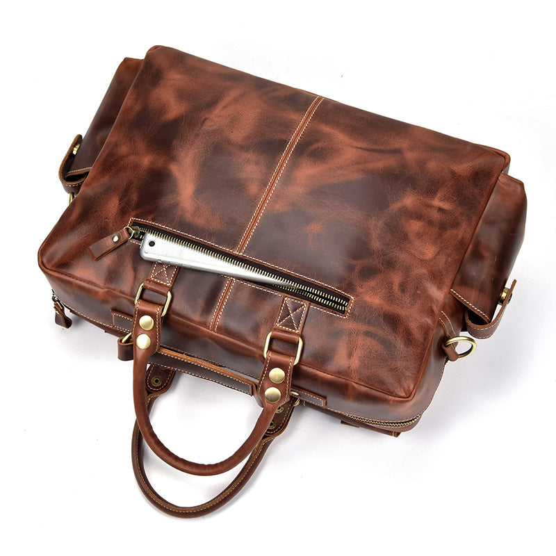 Men's Retro Crazy Horse Leather Large Capacity Men's Briefcases