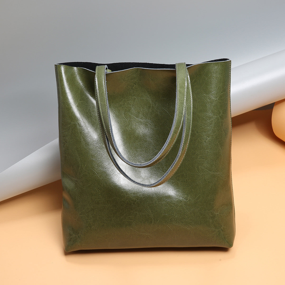 Women's Summer Cow Leather Fashion Simple Large Shoulder Bags