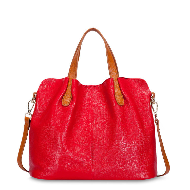 Women's Layer Cowhide Big Female Genuine Leather Shoulder Bags