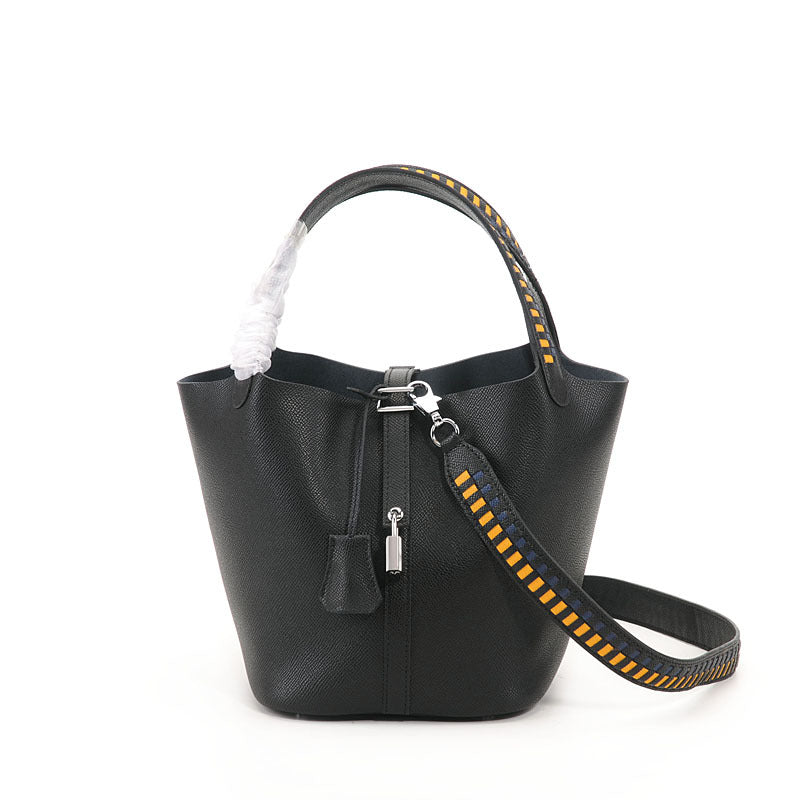 Women's Layer Cowhide Vegetable Basket Dignified Goddess Shoulder Bags