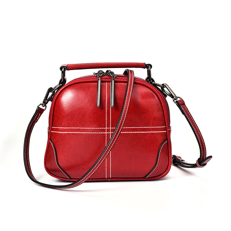 Women's Korean Style Versatile Cowhide Broadband Leather Bags