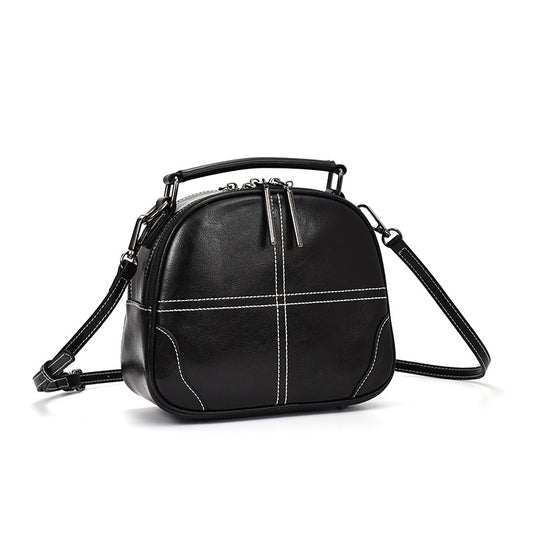 Women's Korean Style Versatile Cowhide Broadband Leather Bags