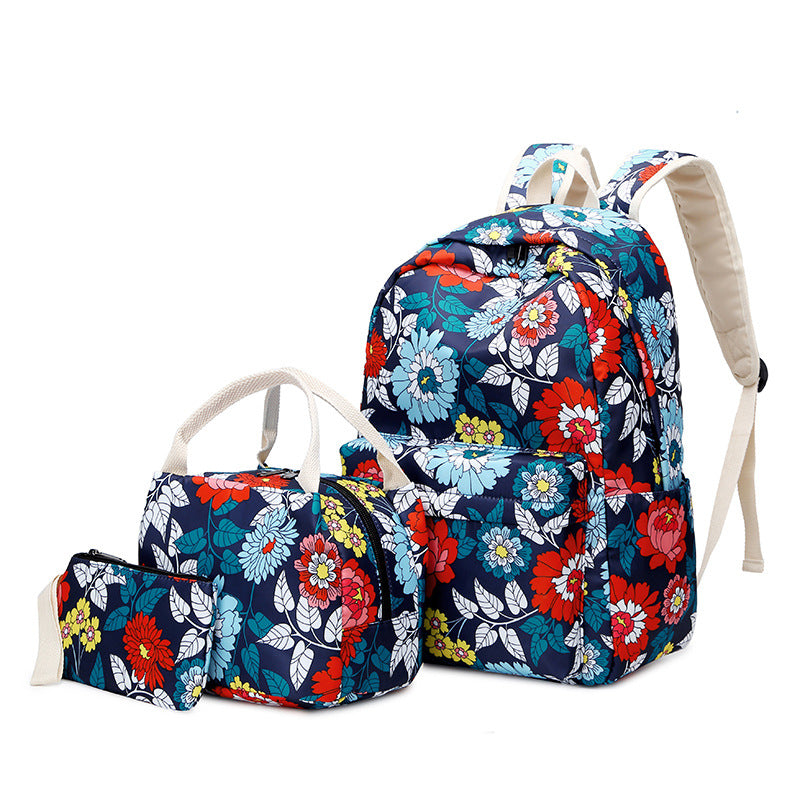 Slouchy Pencil Lunch Three-piece Nylon Schoolgirl Backpacks