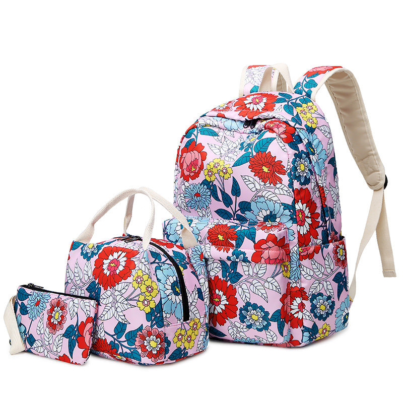 Slouchy Pencil Lunch Three-piece Nylon Schoolgirl Backpacks
