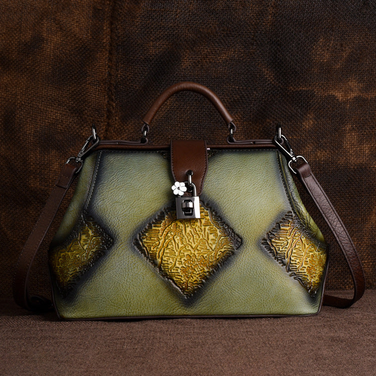 Women's Embossed Vintage Leather High-grade Clip Handbags