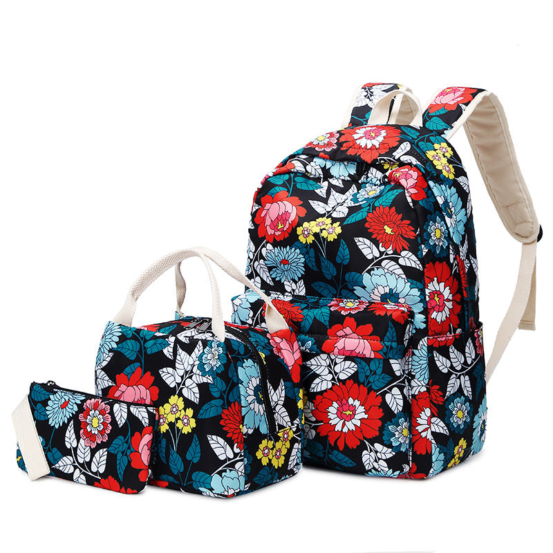 Slouchy Pencil Lunch Three-piece Nylon Schoolgirl Backpacks