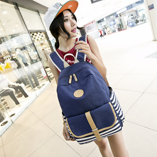 Women's Canvas Three-piece Leisure Thermal Insulated Lunch Backpacks