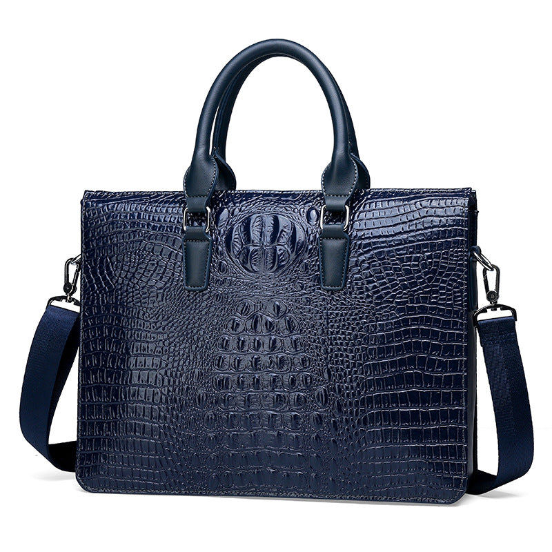 Men's Crocodile Pattern Business Large Capacity Computer Men's Shoulder Bags