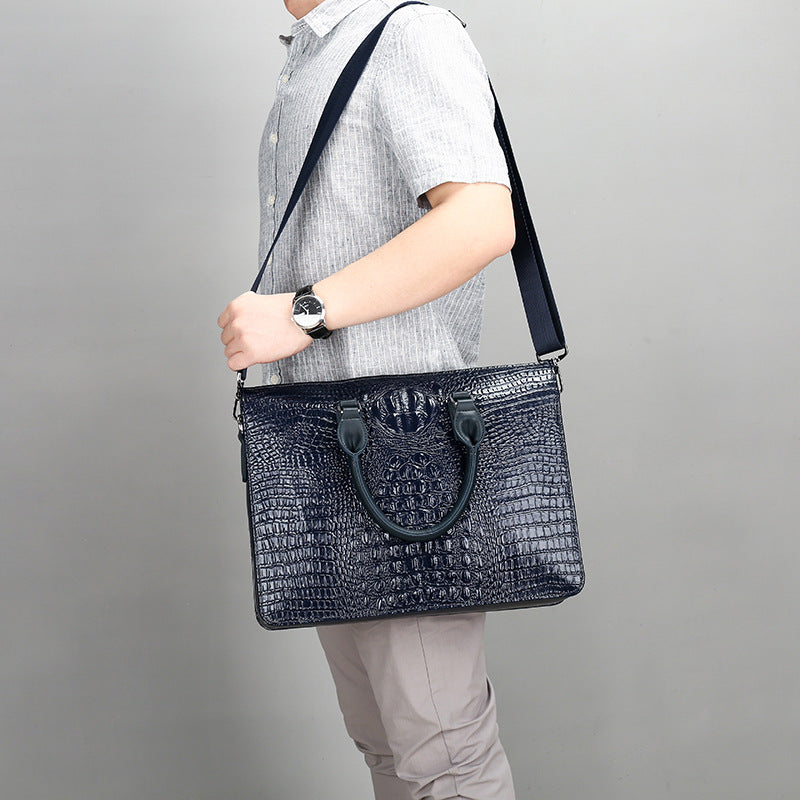 Men's Crocodile Pattern Business Large Capacity Computer Men's Shoulder Bags