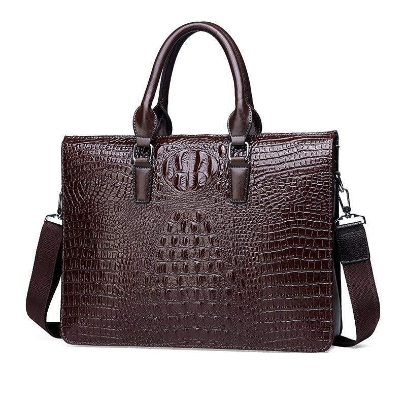 Men's Crocodile Pattern Business Large Capacity Computer Men's Shoulder Bags