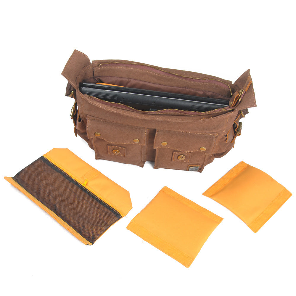 Cloth Canvas With Leather Graphy Waterproof Bags