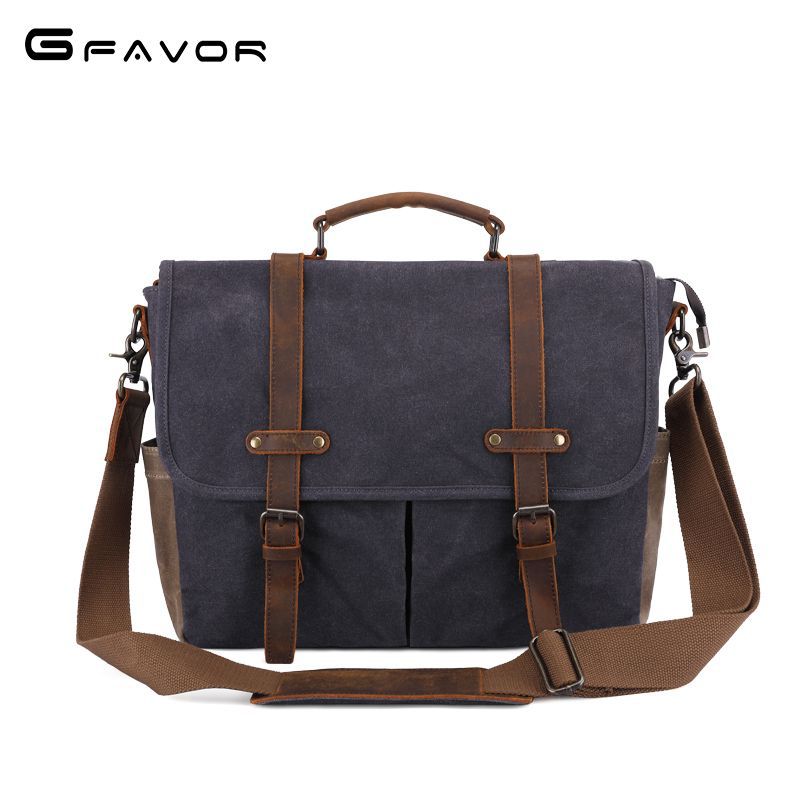 Men's Source Point Retro Oil Wax Canvas Men's Messenger Bags