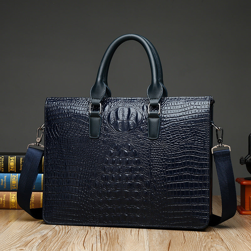 Men's Crocodile Pattern Business Large Capacity Computer Men's Shoulder Bags