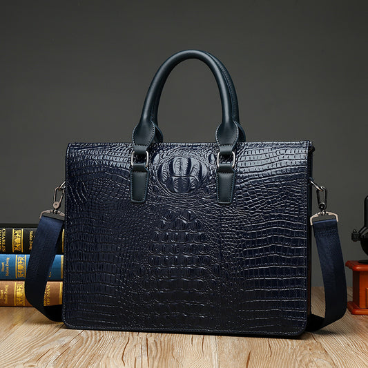 Men's Crocodile Pattern Business Large Capacity Computer Men's Shoulder Bags