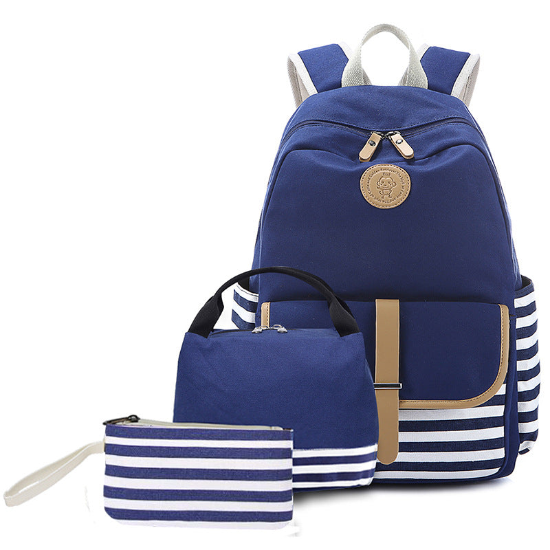 Women's Canvas Three-piece Leisure Thermal Insulated Lunch Backpacks