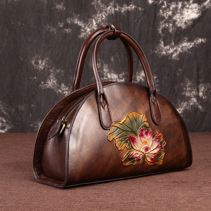 Women's Genuine Leather First Layer Cowhide Vintage Hand-rub Handbags