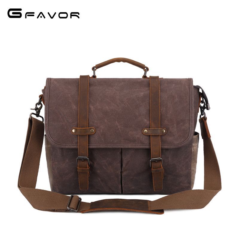 Men's Source Point Retro Oil Wax Canvas Men's Messenger Bags