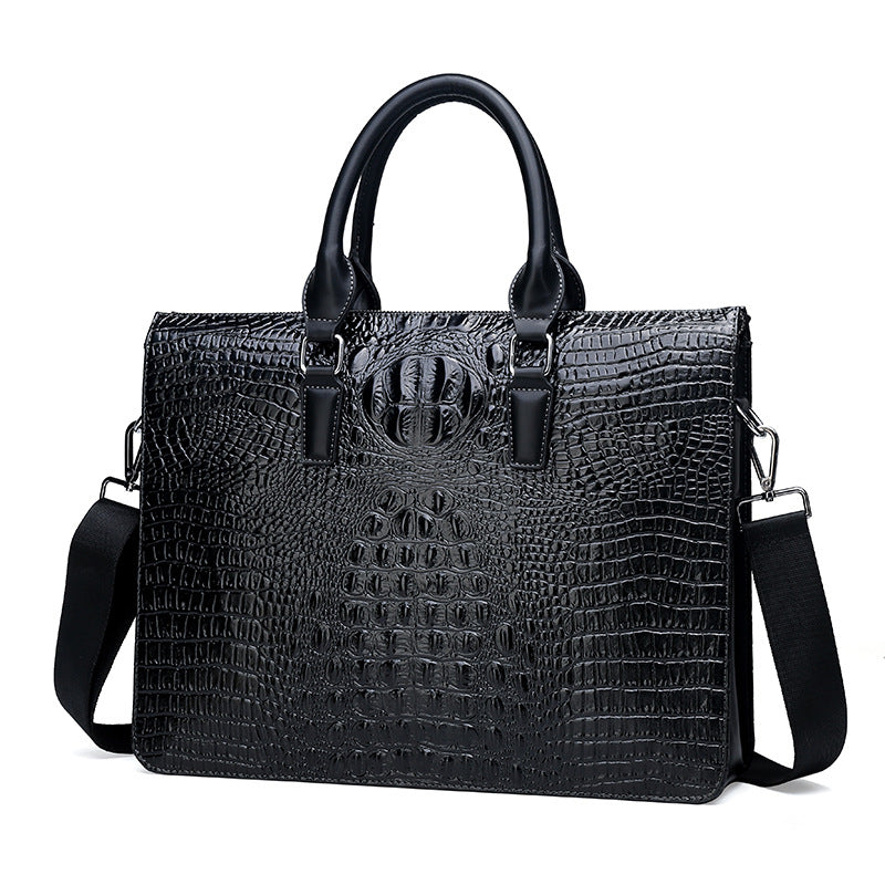 Men's Crocodile Pattern Business Large Capacity Computer Men's Shoulder Bags