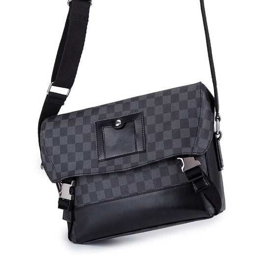 Men's Super Hot Chessboard Plaid Fashion With Men's Shoulder Bags