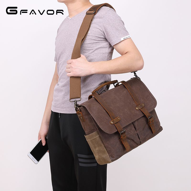 Men's Source Point Retro Oil Wax Canvas Men's Messenger Bags