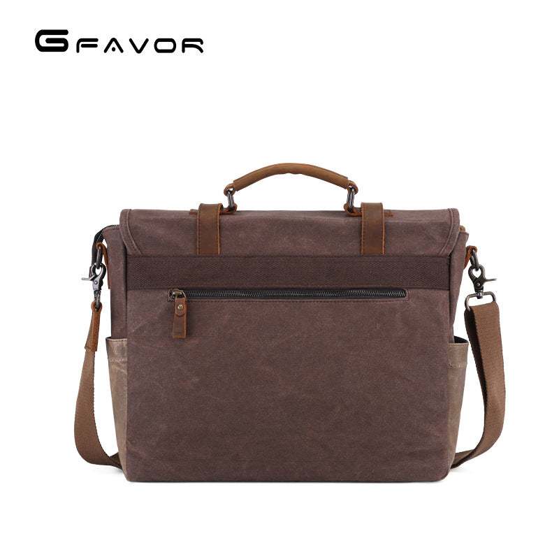 Men's Source Point Retro Oil Wax Canvas Men's Messenger Bags
