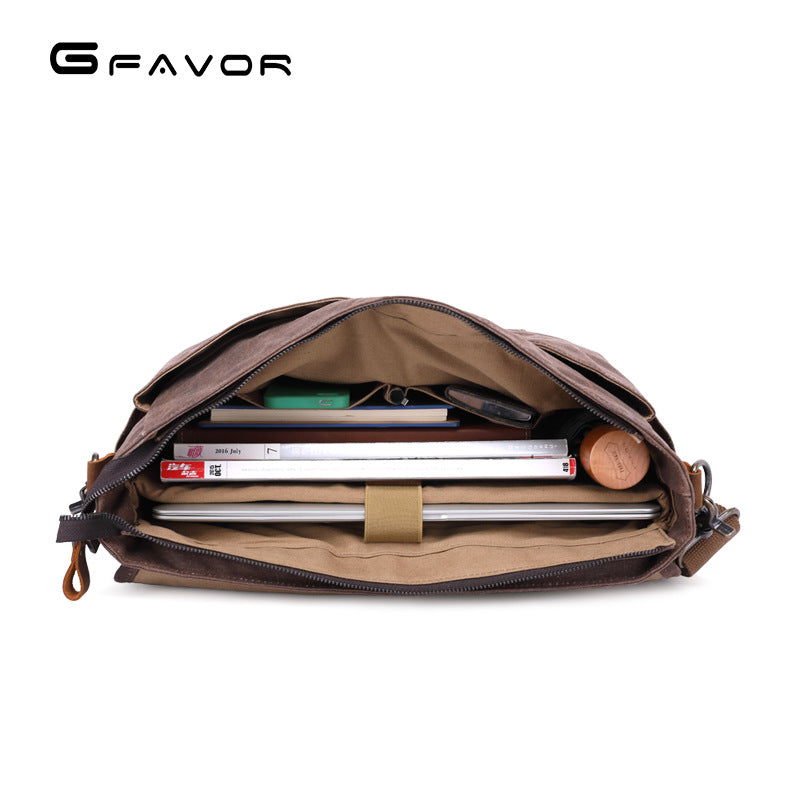 Men's Source Point Retro Oil Wax Canvas Men's Messenger Bags