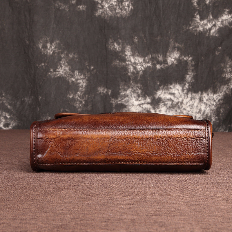 Men's Innovative Retro Vegetable Tanned Leather Handbags