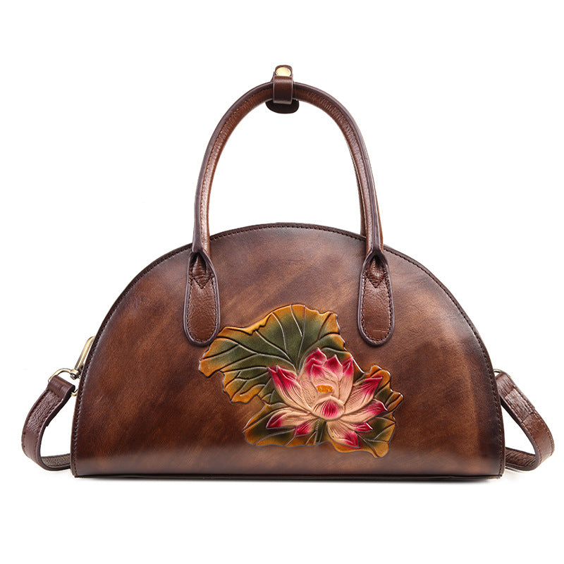 Women's Genuine Leather First Layer Cowhide Vintage Hand-rub Handbags