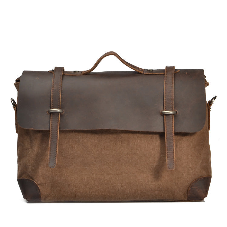 Men's Leather Crazy Horse With Canvas Business Men's Messenger Bags