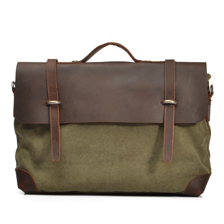 Men's Leather Crazy Horse With Canvas Business Men's Messenger Bags