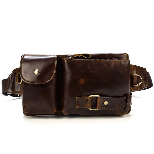 Versatile Men's Comfortable Leather Vintage Cowhide Men's Chest Bags