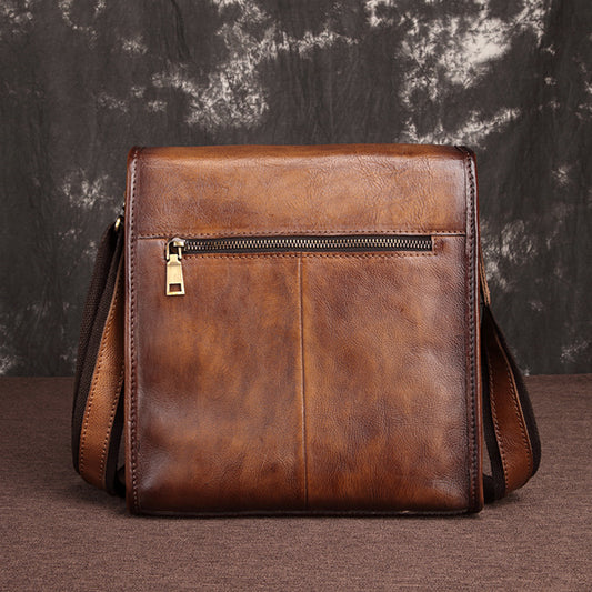 Men's Innovative Retro Vegetable Tanned Leather Handbags