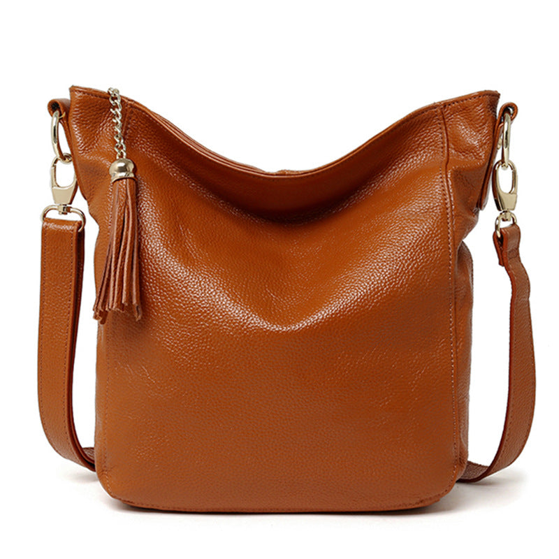 Korean Leather First Layer Cowhide Soft Shoulder Bags