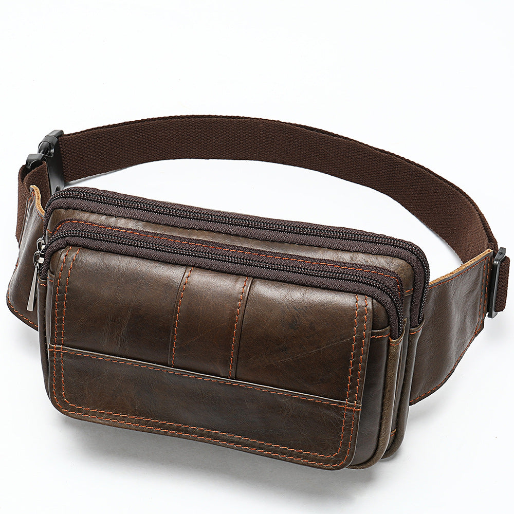Men's Genuine Leather First Layer Cowhide Slanted Bags