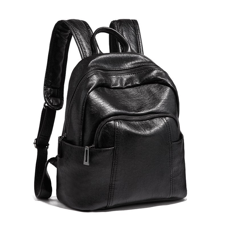 Women's Korean Fashionable Soft Leather Large Capacity Backpacks