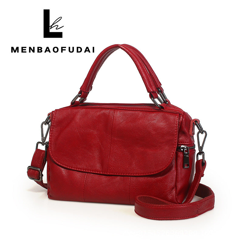 Women's Leather First Layer Cowhide Veil Diamond Handbags