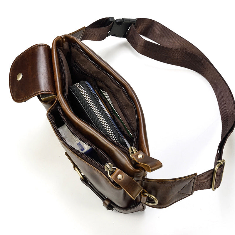 Versatile Men's Comfortable Leather Vintage Cowhide Men's Chest Bags