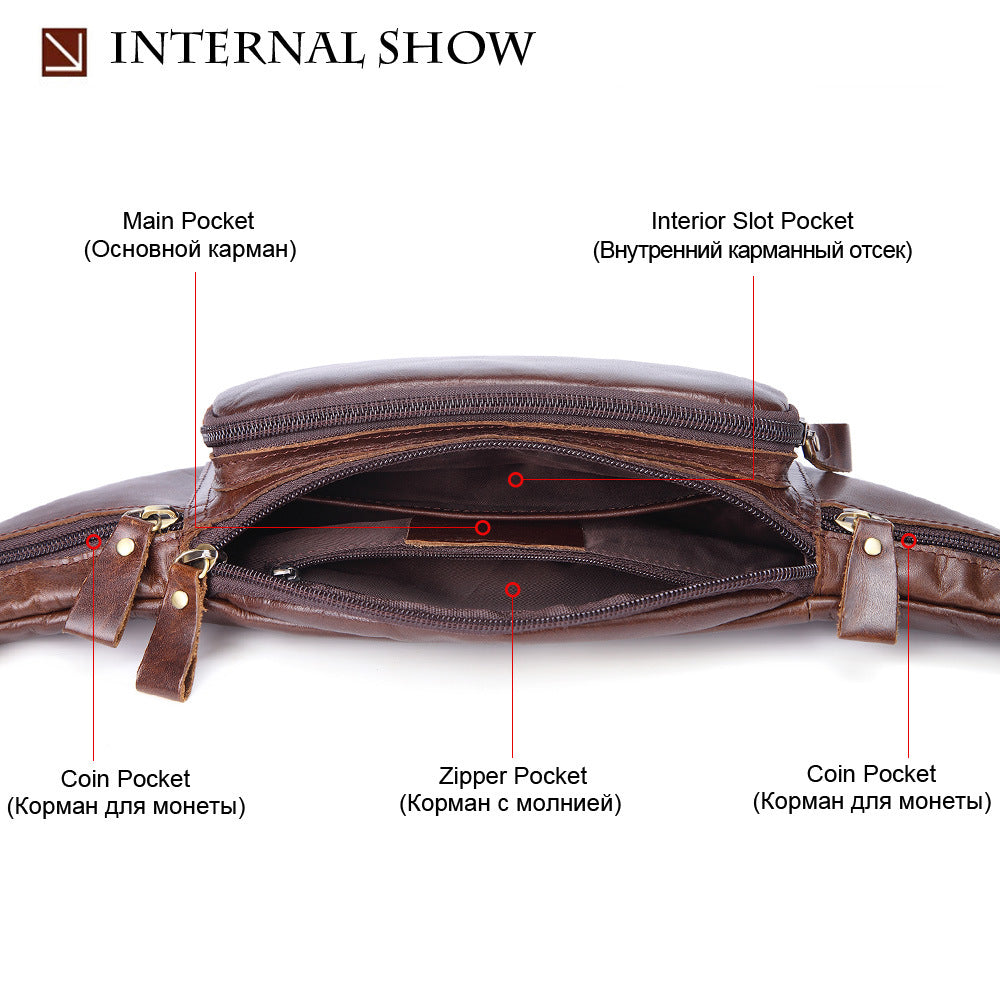 Men's Korean Trendy Leather Leisure Running Hiking Men's Waist Packs