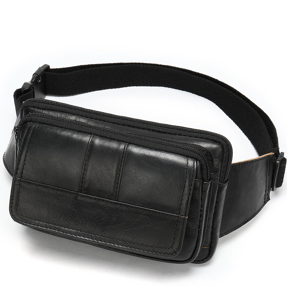 Men's Genuine Leather First Layer Cowhide Slanted Bags