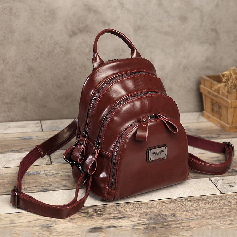 Women's Retro Fashion Zipper Double Refined Simple Backpacks