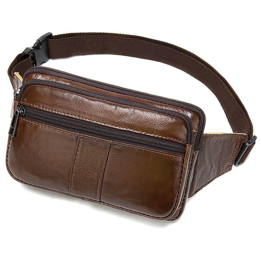 Men's Genuine Leather First Layer Cowhide Slanted Bags