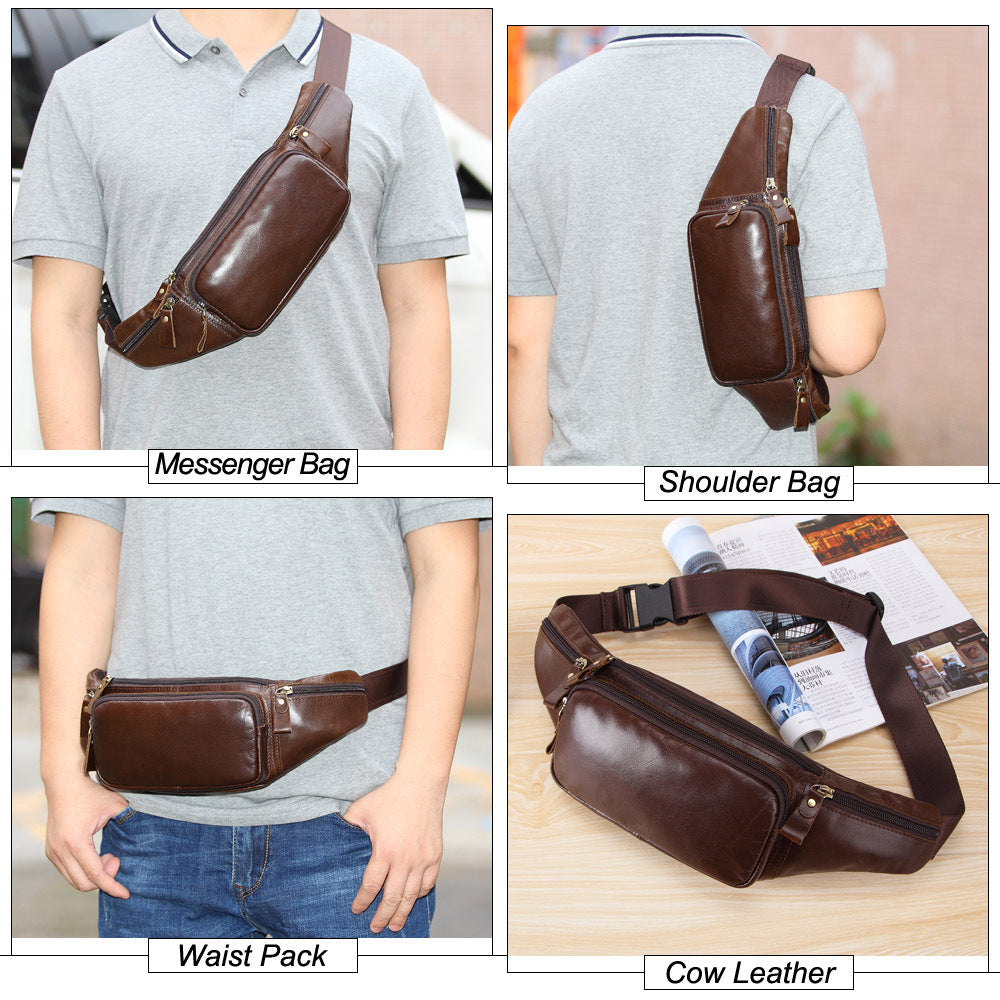 Men's Korean Trendy Leather Leisure Running Hiking Men's Waist Packs