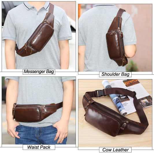 Men's Korean Trendy Leather Leisure Running Hiking Men's Waist Packs