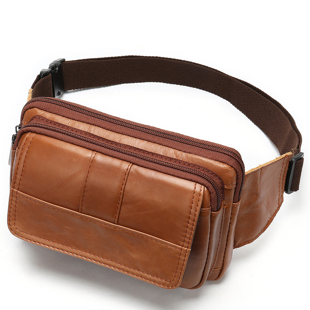 Men's Genuine Leather First Layer Cowhide Slanted Bags