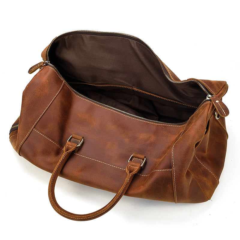 Men's Crazy Horse Leather With Shoe Position Travel Bags