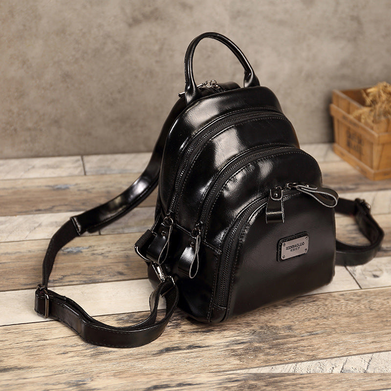 Women's Retro Fashion Zipper Double Refined Simple Backpacks