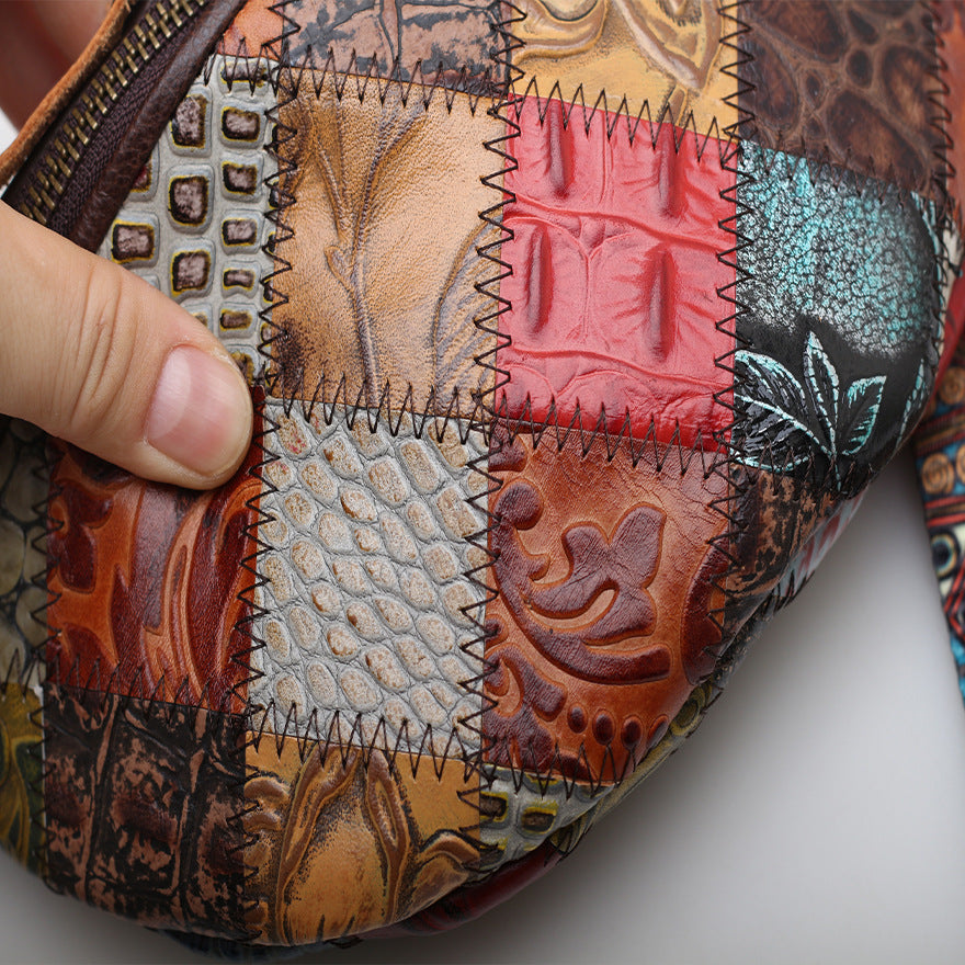 Women's Contrast Color Handmade Shell Wide Strap Shoulder Bags