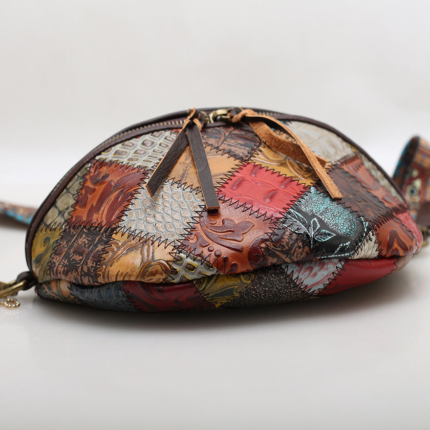 Women's Contrast Color Handmade Shell Wide Strap Shoulder Bags