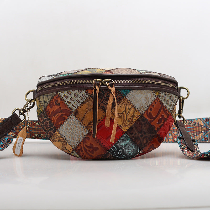 Women's Contrast Color Handmade Shell Wide Strap Shoulder Bags