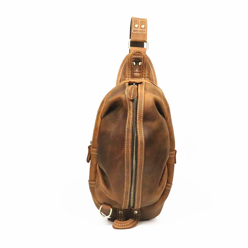 Men's Genuine Leather British Retro Personalized Cattle Men's Chest Bags